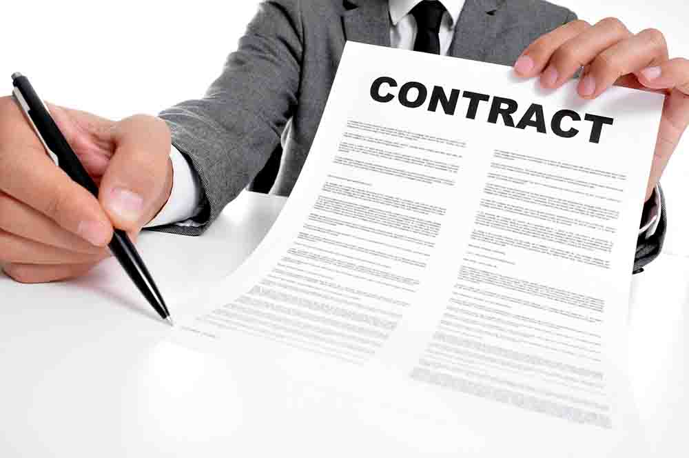 man showing a contract page